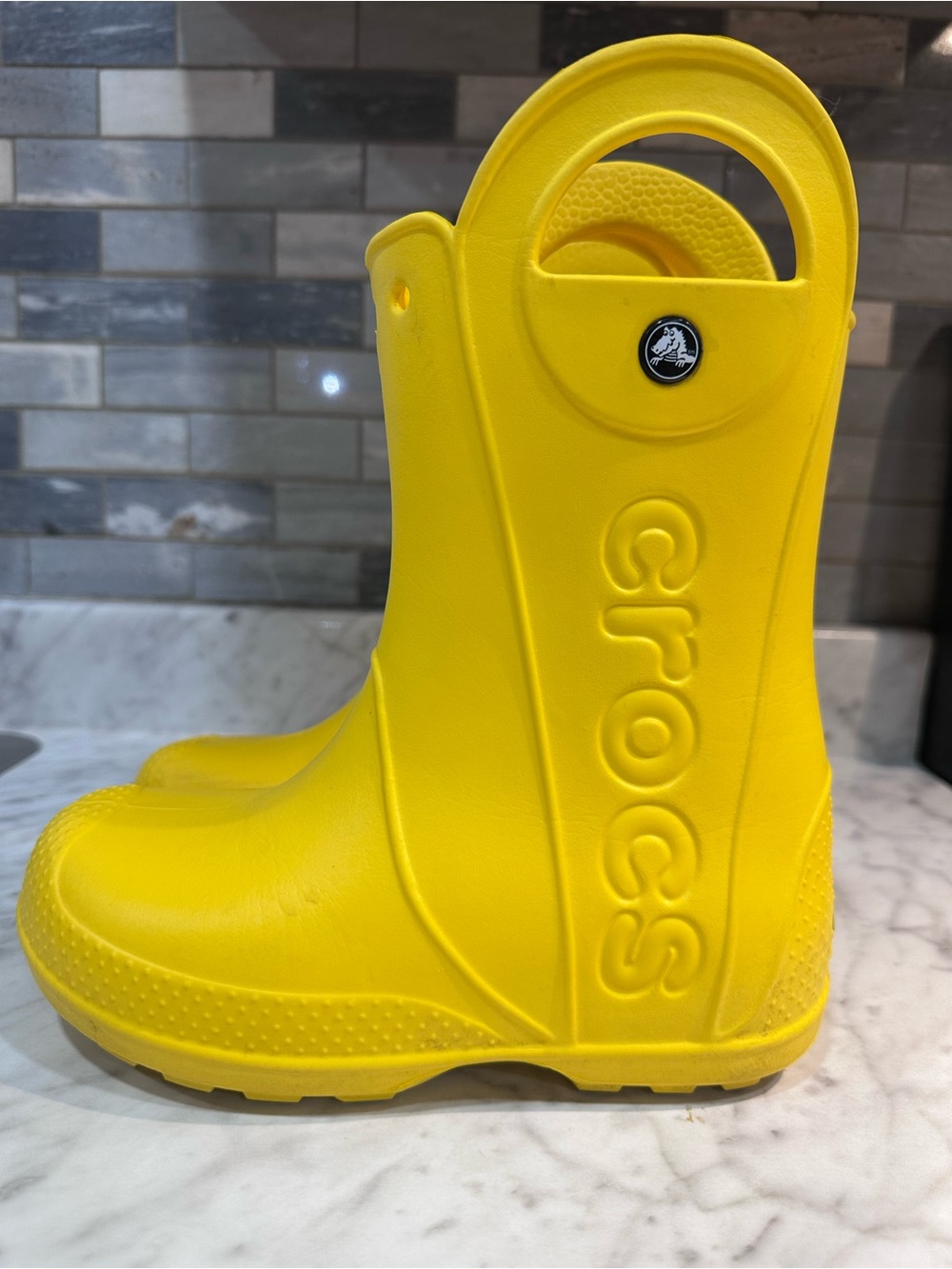 CROCS Kids' Bright Yellow Pull-On Rain Boots